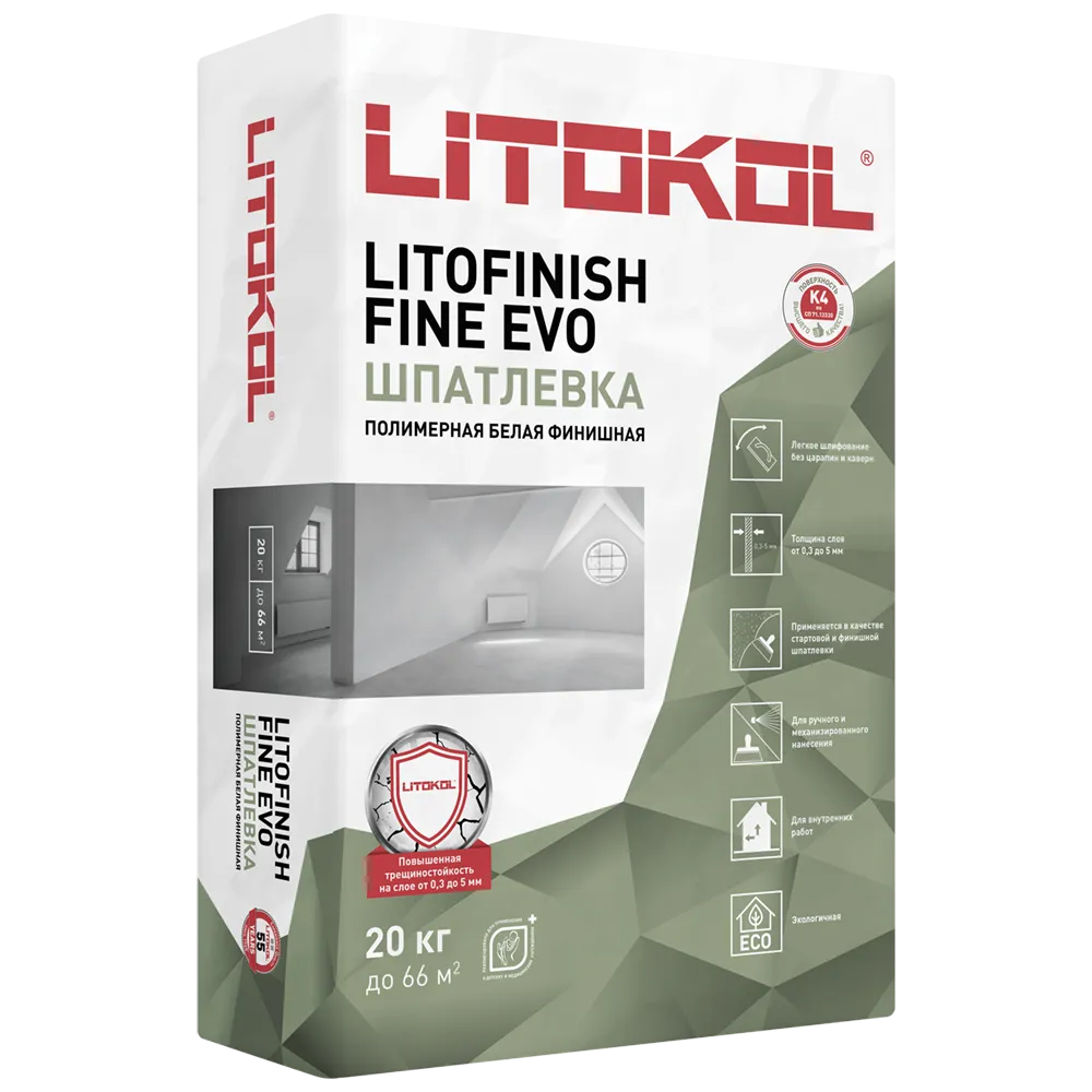 Шпатлёвка ЛИТОКОЛ Litofinish Fine (20кг)