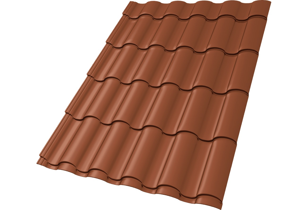 Металлочерепица кредо GRAND LINE 0,5 Satin Matt, RAL 8004 (Терракота)
