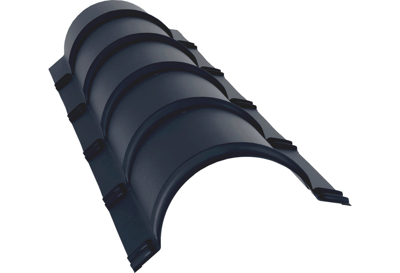 Планка конька полукруглого GRAND LINE 0,5 VelurХ RAL 7024 (Мокрый асфальт) L=1,97м